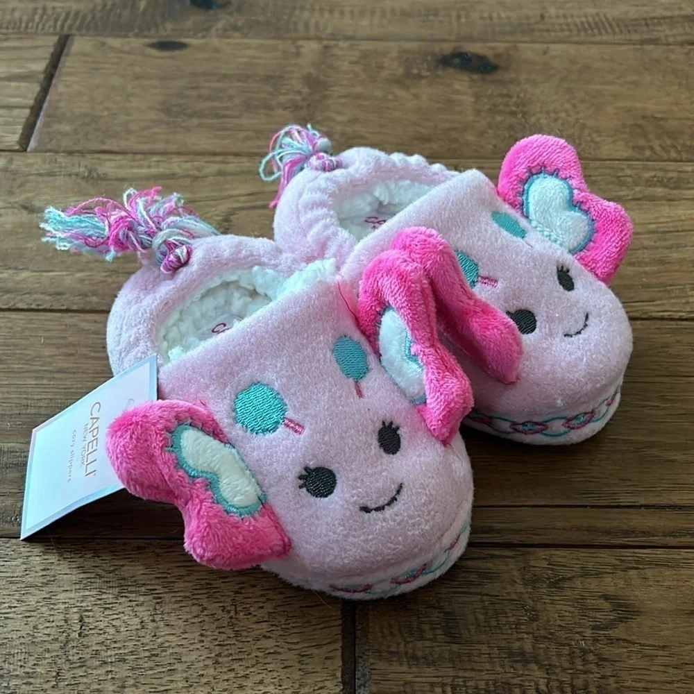 Capelli New York Cozy Slippers Pink Butterflies Toddler Size Small 4/5 New NWT